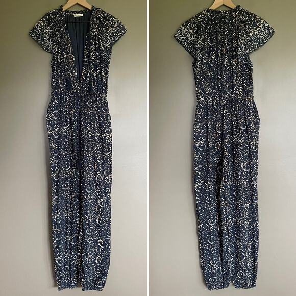 Ulla Johnson Terra Jumpsuit in Azul Size 4 Navy Blue Lightweight Cotton Tassels - Picture 2 of 16